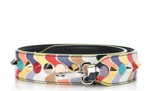 FENDI Calfskin Studded Wave Strap You Multicolor leather bag strap handle ladies