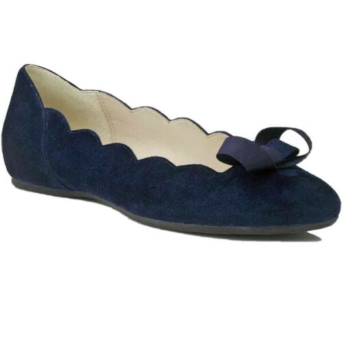 L.K. Bennett London Hanna Navy Suede Flats Shoes Size UK 8 US 11 EU 41 ladies