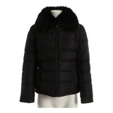 Prada nylon piuma jacket black fox fur collar puffer Size I 42 UK 10 US 6 ladies