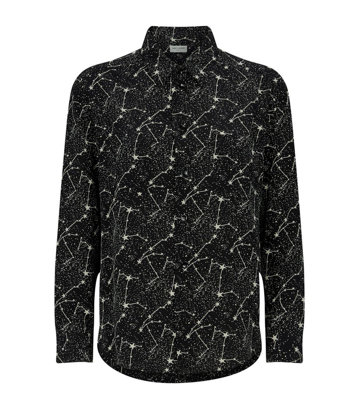 Saint Laurent Black Silk Star Constellation Shirt SOLD OUT F 34 UK 6 US 2 ladies
