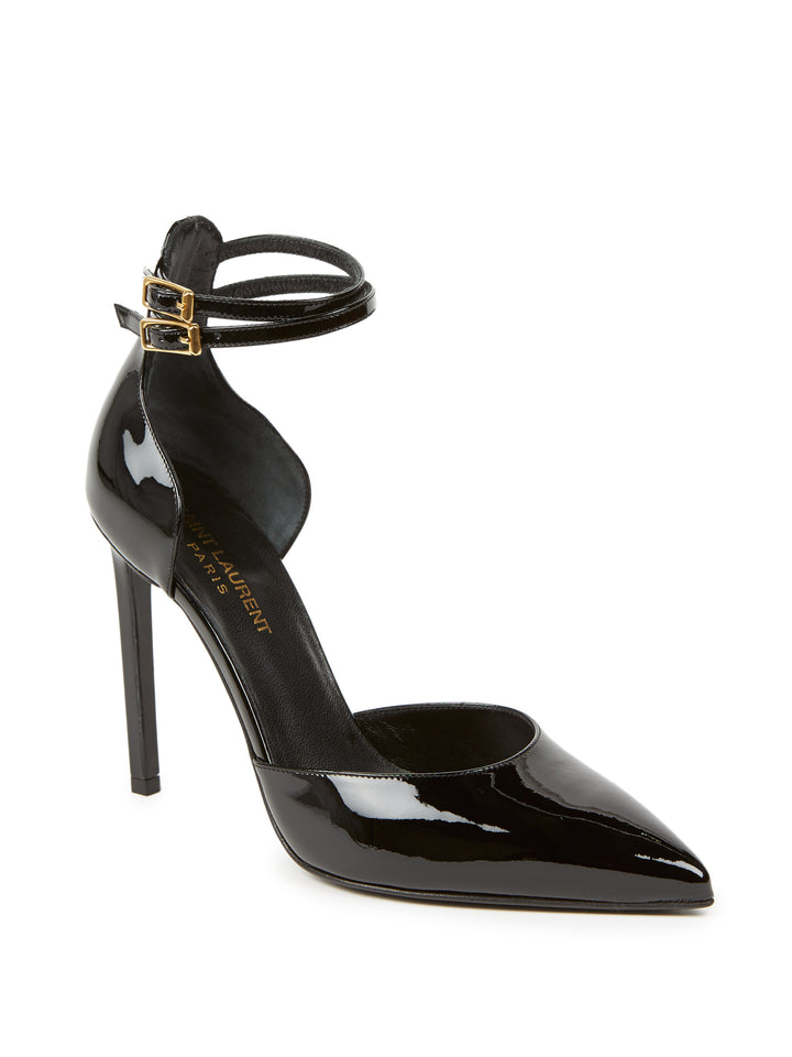 SAINT LAURENT Triple-Strap Patent Leather Pump Shoes Size 36 UK 3 US 6 ladies