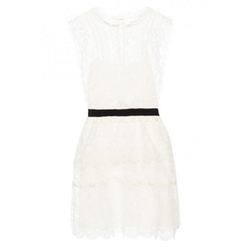 Self-Portrait white floral lace mini ruffle dress Ladies Afashionistastore Self-Portrait white floral lace mini ruffle dress Ladies Afashionistastore