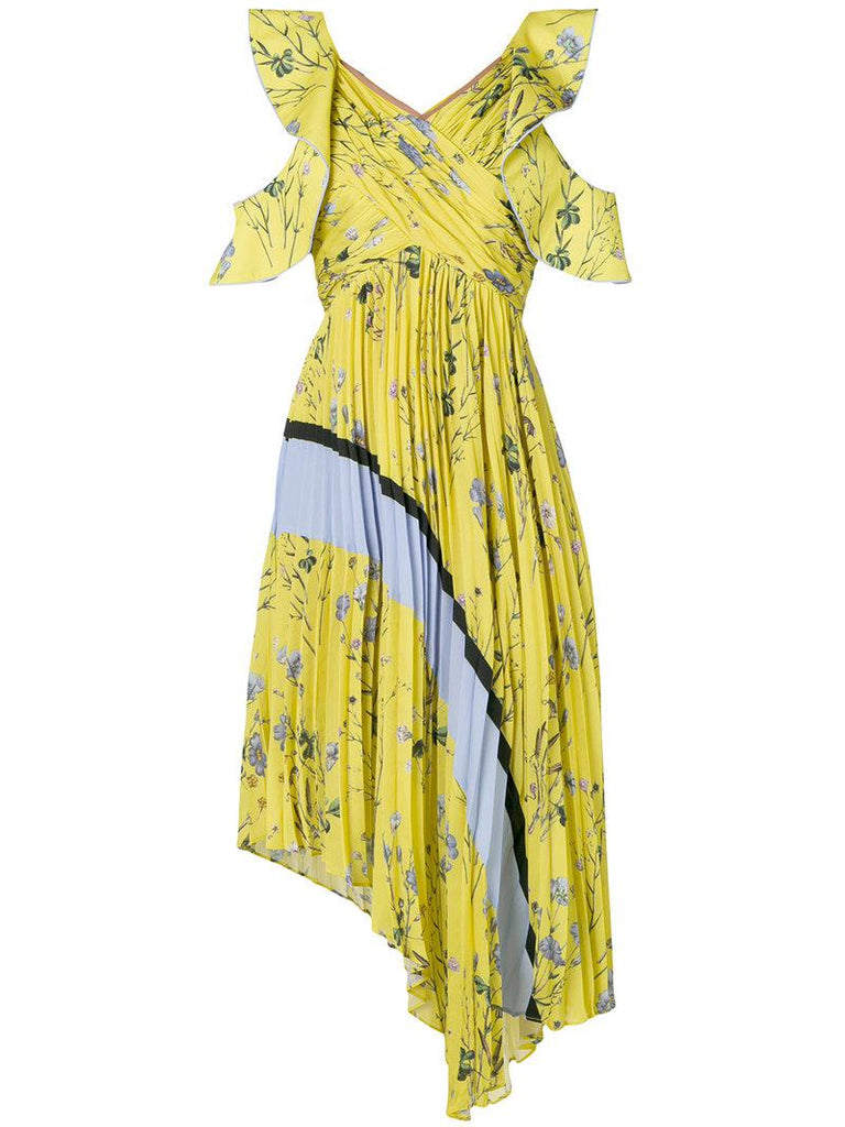 Self-portrait Women's Floral-print pleated-satin dress LADIES Afashionistastore Self-portrait Women's Floral-print pleated-satin dress LADIES Afashionistastore