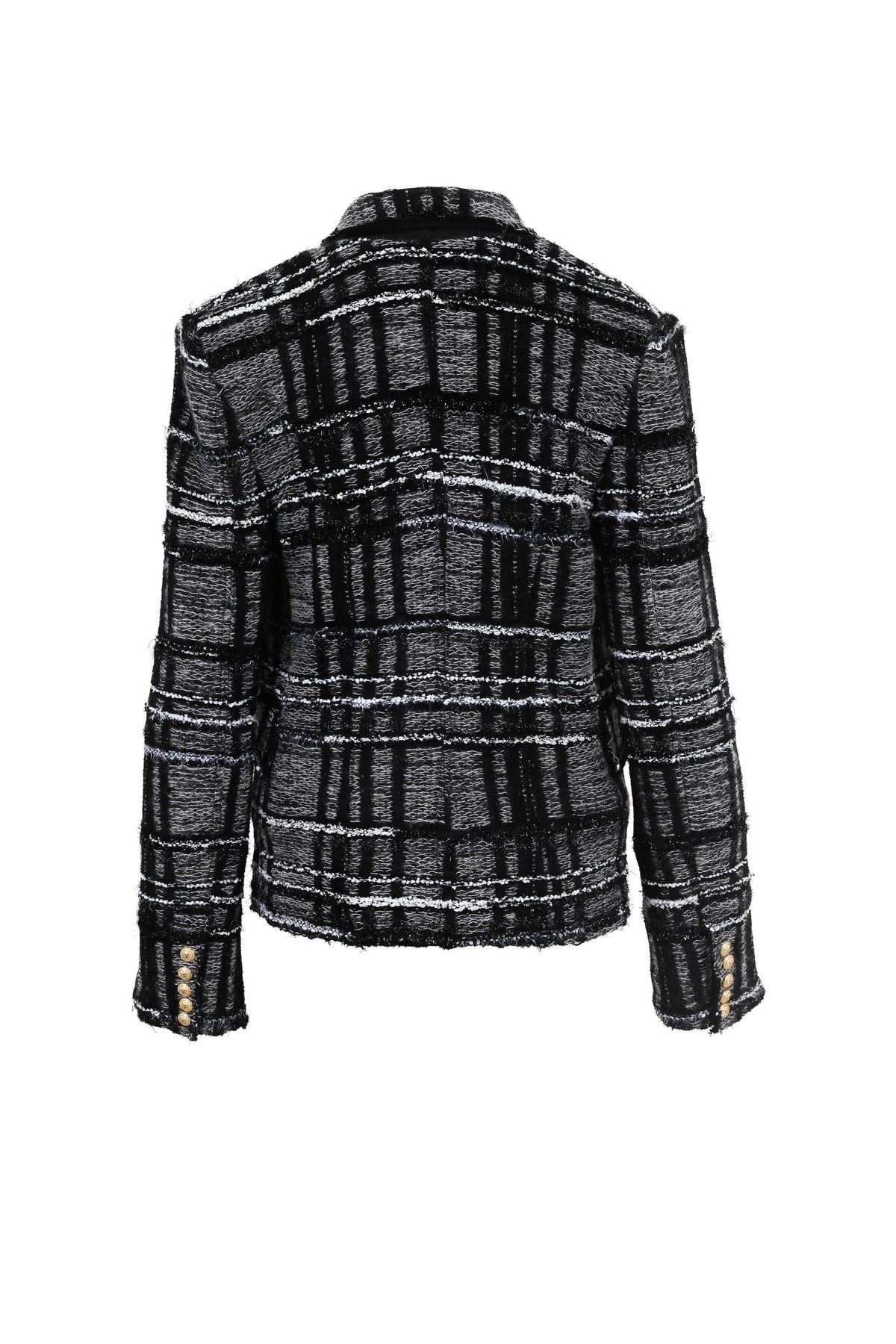 Balmain Double-breasted wool blend checked tweed blazer F 42 UK 14 US 10 ladies