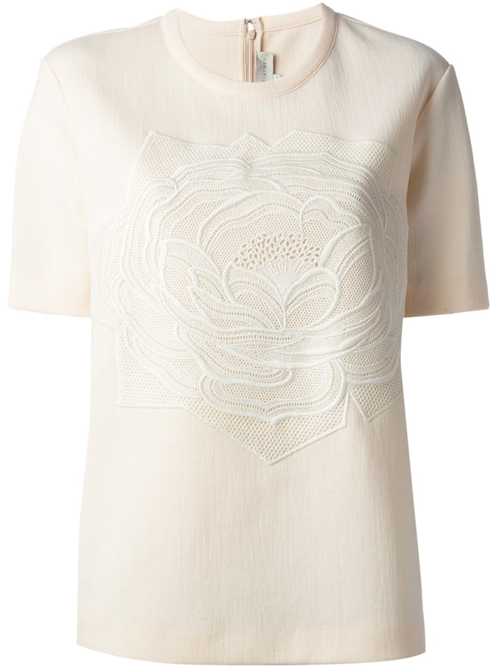 Stella McCartney Ivory Women's Natural Rose Embossed Boxy Top  Ladies