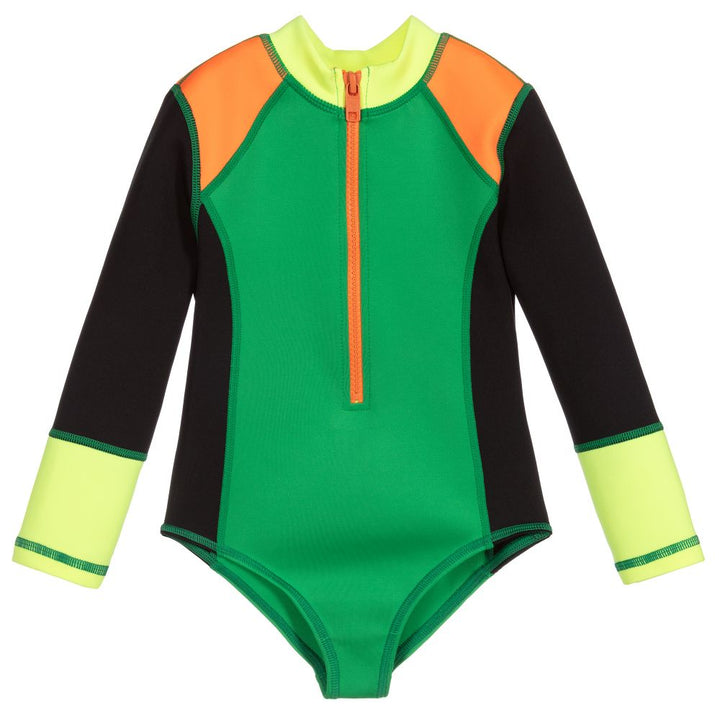 Stella McCartney KIDS Girls' Green Scuba Swimsuit (UPF50+) Size 6 years children