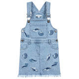 Stella McCartney KIDS Girls' Blue Sunflower Shells Embroidered Overall Dress 6 years children