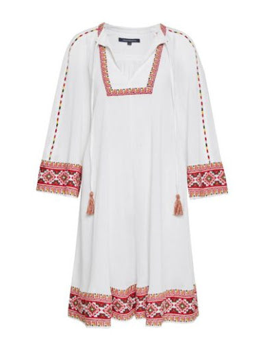 FRENCH CONNECTION Adanna Crinkle Ethnic Smock Boho Mexican Dress UK 8 US 4 XS ladies