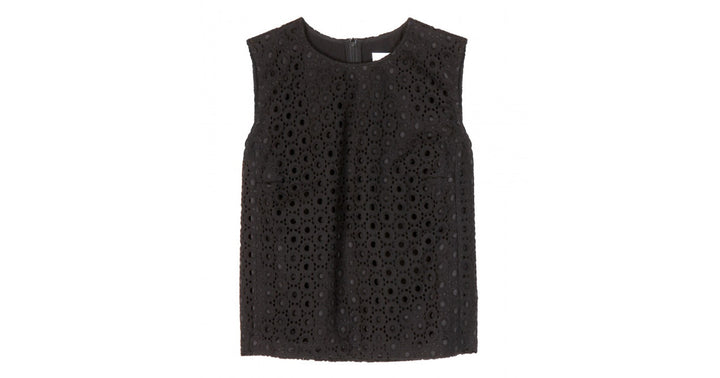 Victoria Beckham Jeans Black Cotton Lace Top UK 8 US 4 F 36 I 40 NEW  LADIES