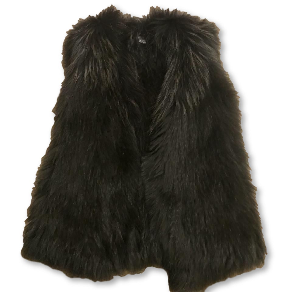 VINCE Women's Green Black Spruce Fox Fur Vest Gilet US 6 UK 10  Ladies