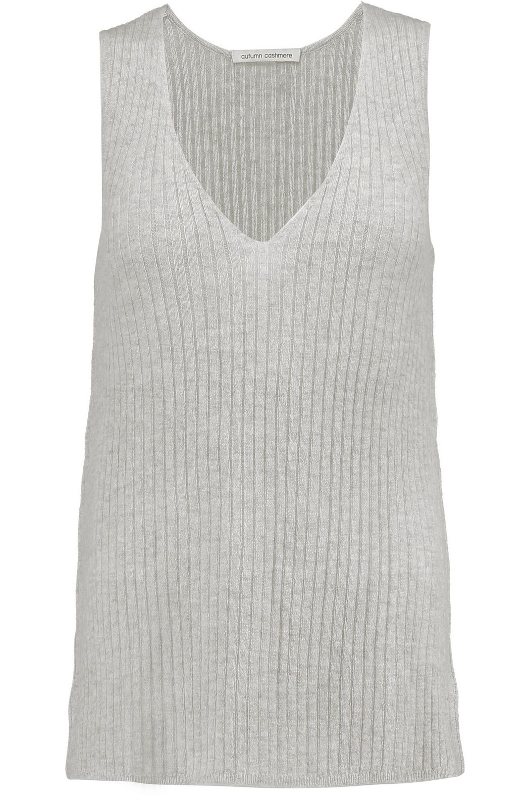 AUTUMN CASHMERE Grey Ribbed cashmere knit tank top Size XS ladies