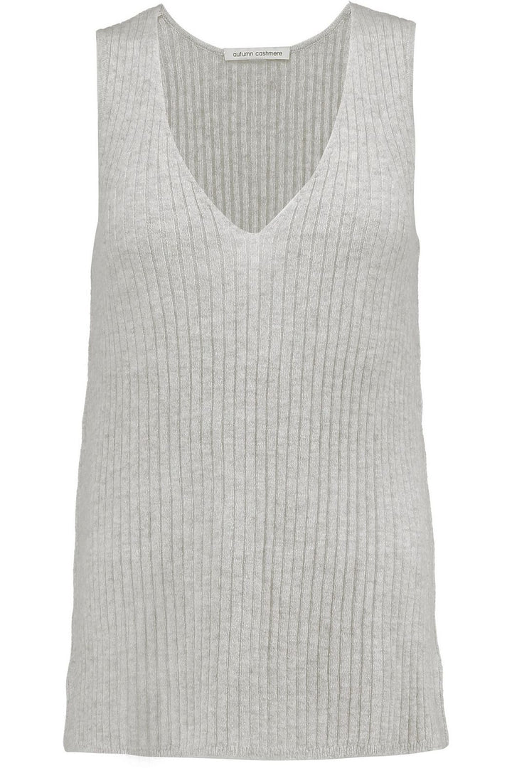 AUTUMN CASHMERE Grey Ribbed cashmere knit tank top Size XS ladies