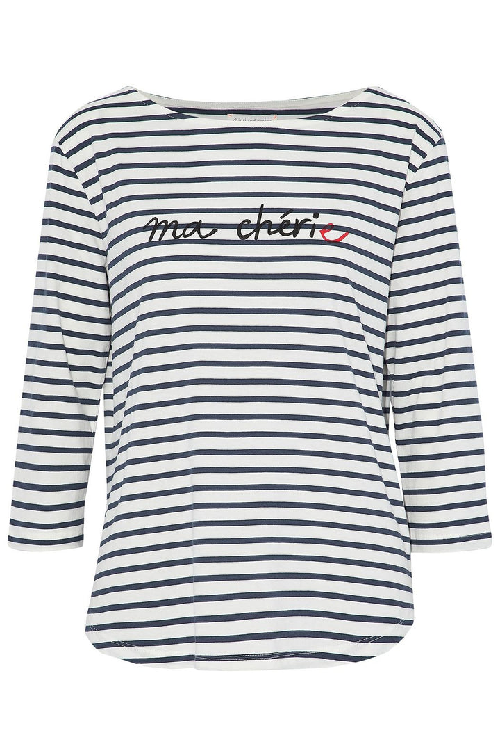 CHINTI & PARKER Printed striped organic cotton T-shirt Top Size S small ladies