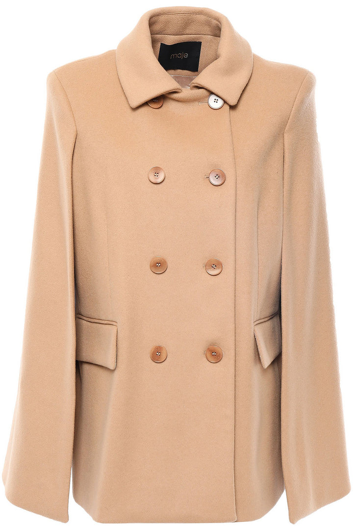 Maje Double-breasted wool and cashmere-blend felt cape coat Size F 38 UK 10 US 6 Ladies