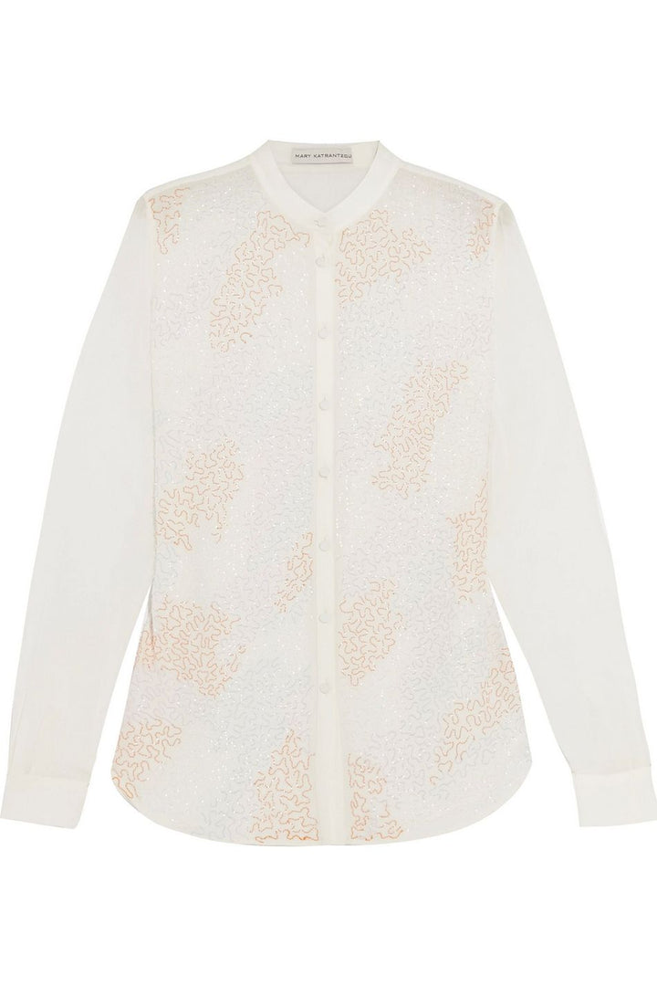 MARY KATRANTZOU Mika Silk Embellished Blouse US 2 UK 6 I 38 ladies